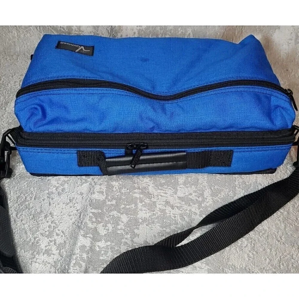 VTG LEBO Cassette Holder Padded Removeable Shell/Strap Blue Zip Pocket Holds 30